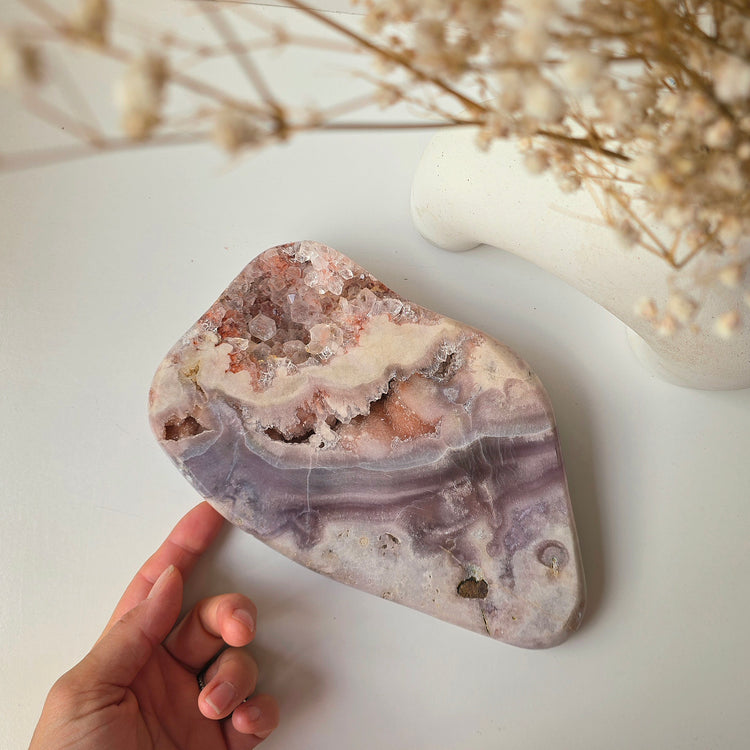 Pink Amethyst Crystal Slab Slice on Stand High Quality Brazil - Crystals and Me | Crystal Candles and Ethically Sourced Crystals