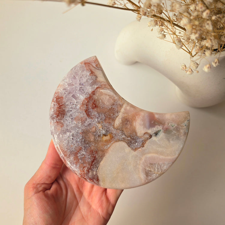 Pink Amethyst Crystal Moon on Stand High Quality Brazil