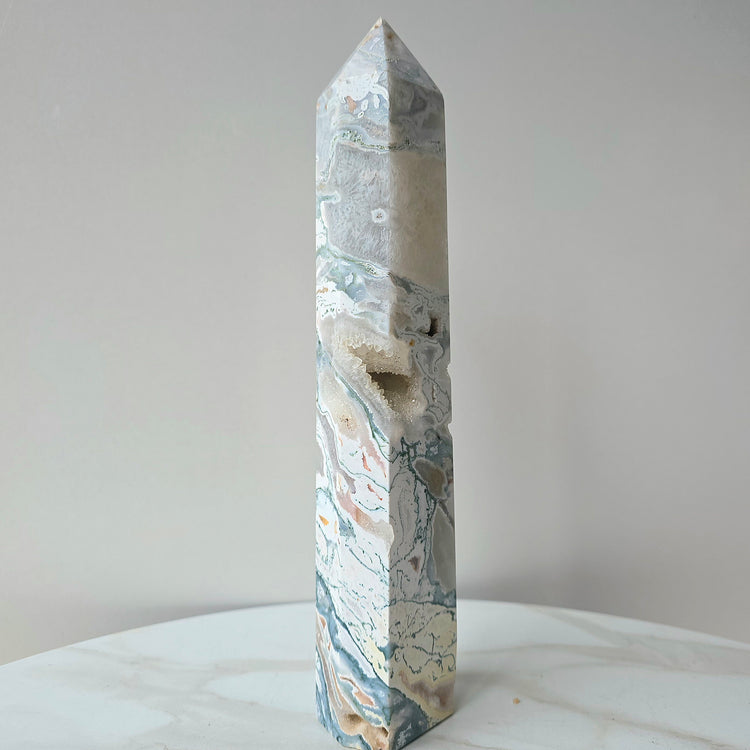 Moss Agate Crystal Tower Point Obelisk Brazil - Crystals and Me | Crystal Candles and Ethically Sourced Crystals