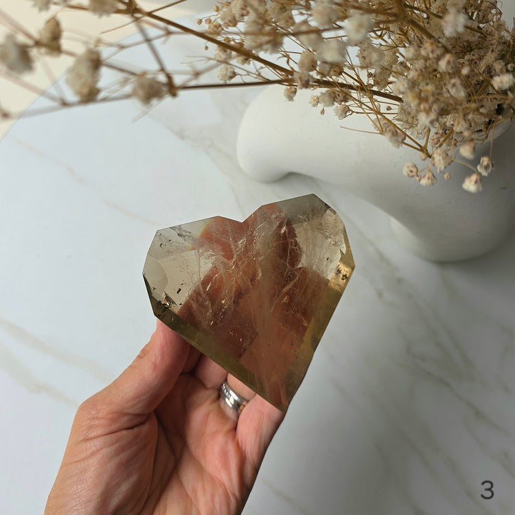 Natural Citrine Crystal Faceted Heart High Quality on Stand Brazil