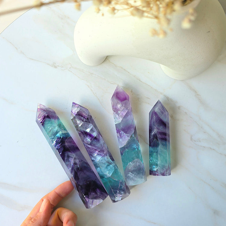 Rainbow Fluorite Crystal Tower Point Obelisk High Quality China