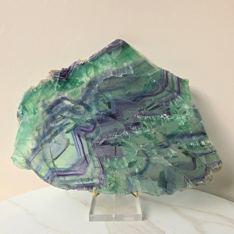 Rainbow Fluorite Crystal Slab Slice on Stand High Quality China - Crystals and Me | Crystal Candles and Ethically Sourced Crystals
