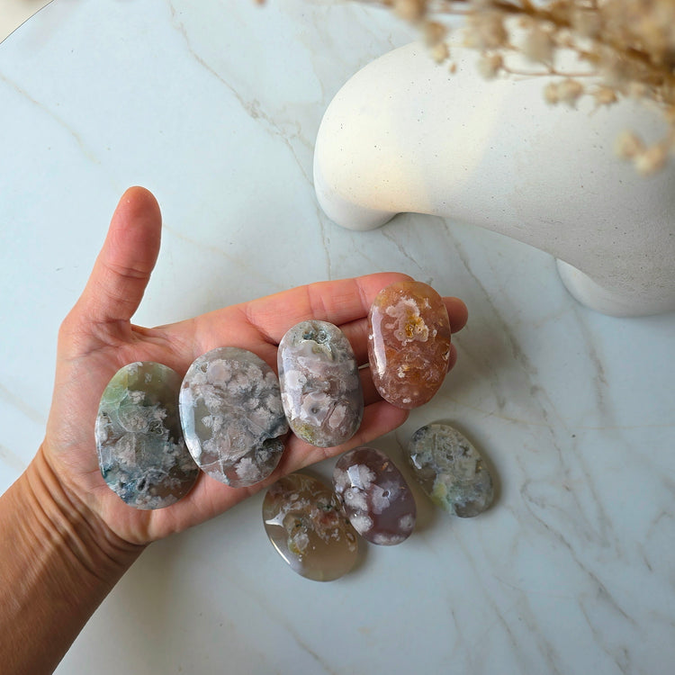 Flower Agate Crystal Palm Stone Madagascar - Crystals and Me | Crystal Candles and Ethically Sourced Crystals