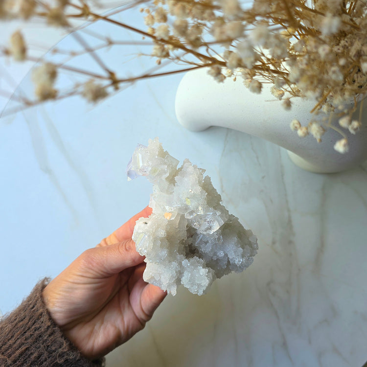 Rare Diamond Apophyllite Crystal Cluster High Quality India