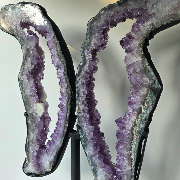 Amethyst Crystal Angel Wings Pair on Stand Brazil