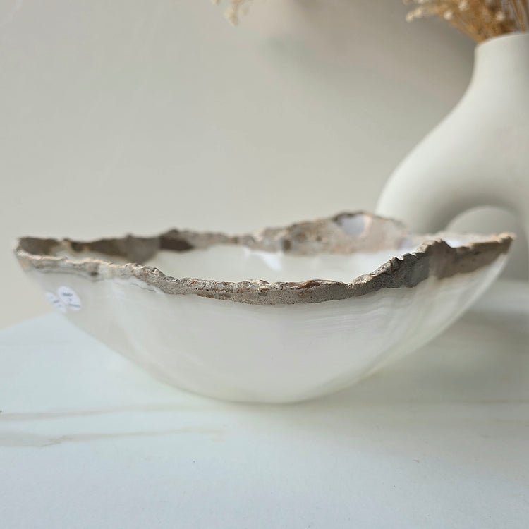 Polished Calcite Crystal Bowl High Quality White Mexico - Crystals and Me | Crystal Candles and Ethically Sourced Crystals