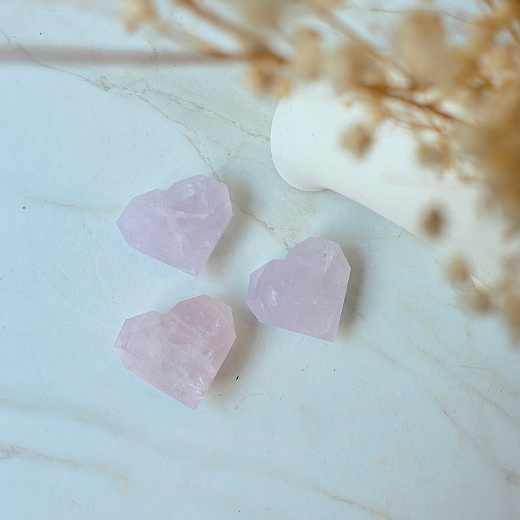 Rare Periwinkle Rose Quartz Crystal Faceted Heart High Quality Madagascar - Crystals and Me | Crystal Candles and Ethically Sourced Crystals