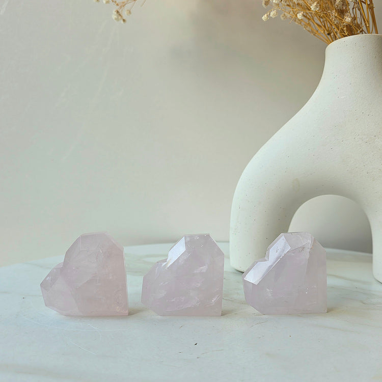 Rare Periwinkle Rose Quartz Crystal Faceted Heart High Quality Madagascar - Crystals and Me | Crystal Candles and Ethically Sourced Crystals