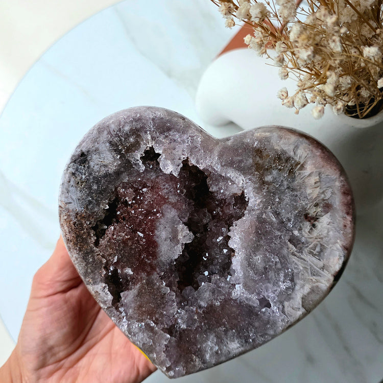 Pink Purple Amethyst Crystal Heart on Stand High Quality Brazil - Crystals and Me | Crystal Candles and Ethically Sourced Crystals