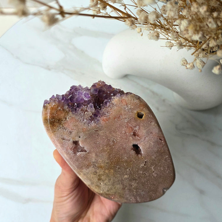 Pink Amethyst Crystal Slab Slice on Stand High Quality Brazil - Crystals and Me | Crystal Candles and Ethically Sourced Crystals
