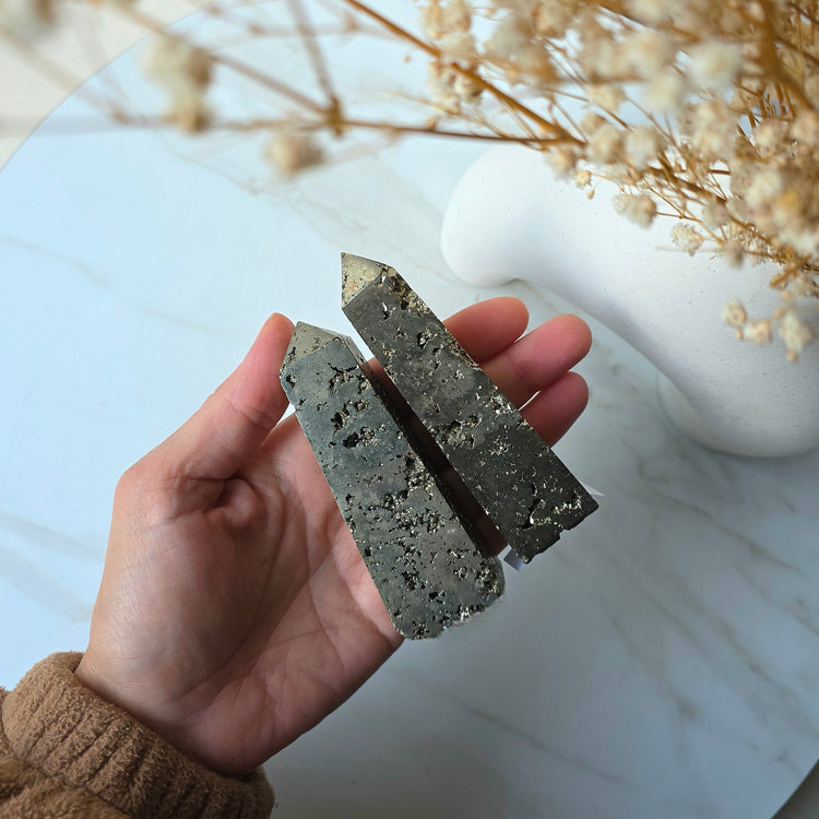 Pyrite Crystal Obelisk Tower Point - Crystals and Me | Crystal Candles and Ethically Sourced Crystals