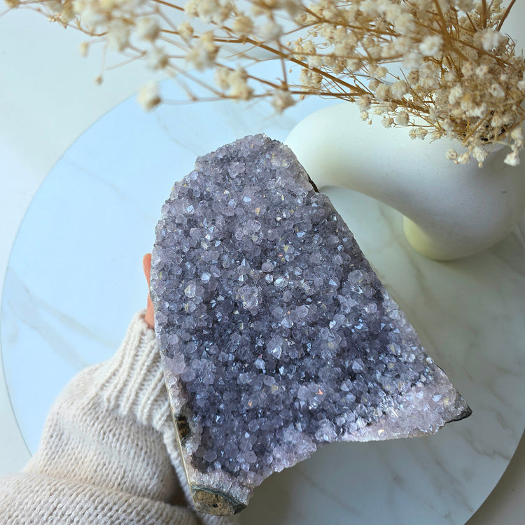 Amethyst Crystal Cluster Base Cut Lilac Brazil - Crystals and Me | Crystal Candles and Ethically Sourced Crystals