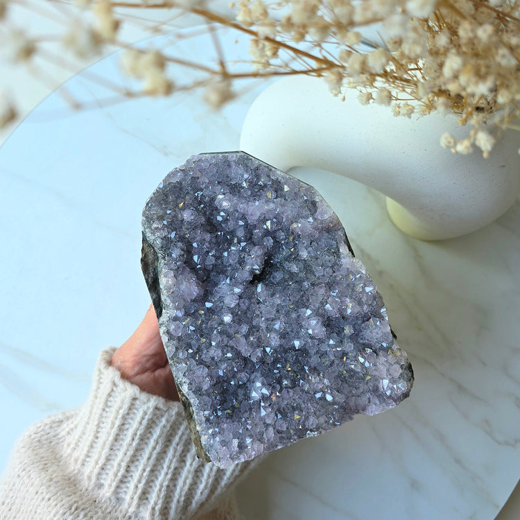 Amethyst Crystal Cluster Base Cut Lilac Brazil - Crystals and Me | Crystal Candles and Ethically Sourced Crystals