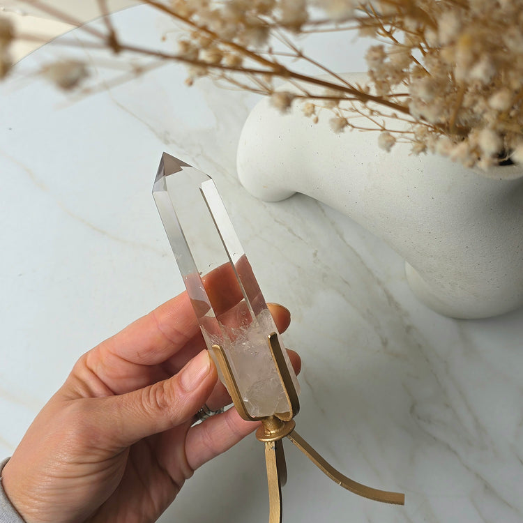 Light Smokey Quartz Crystal Natural Polished Point on Stand High Quality Brazil - Crystals and Me | Crystal Candles and Ethically Sourced Crystals