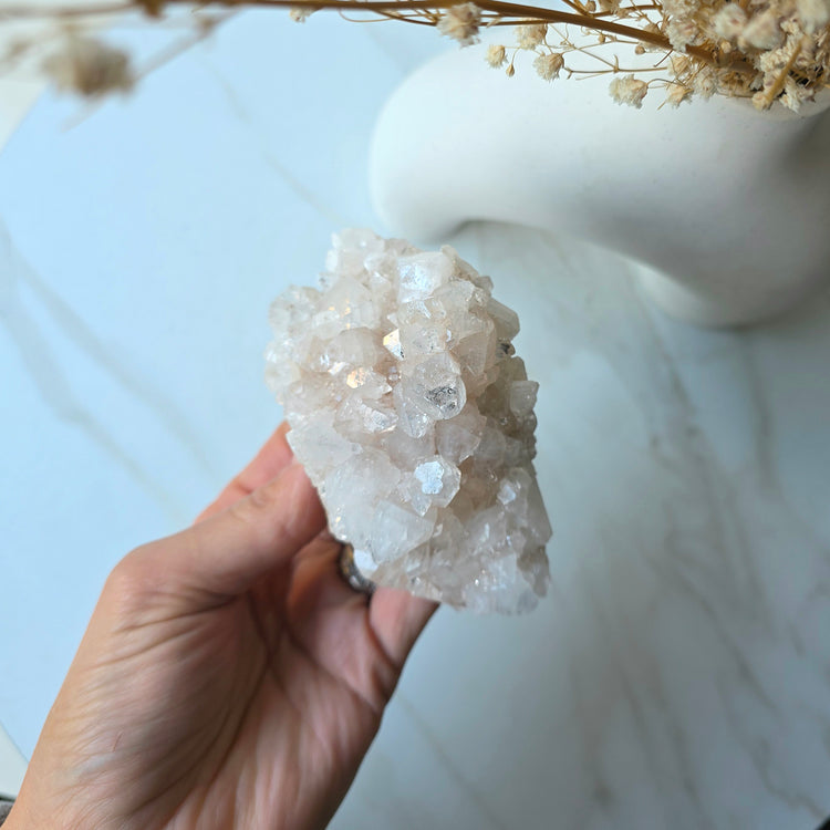 Rare Diamond Apophyllite Crystal Cluster High Quality India