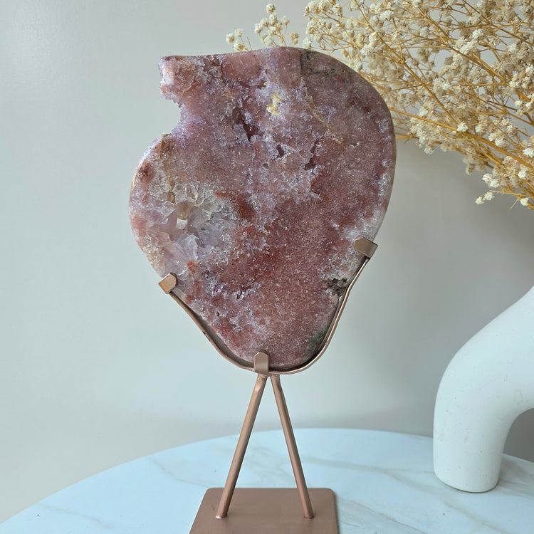 Pink Amethyst Crystal Slab Slice High Quality on Stand Brazil