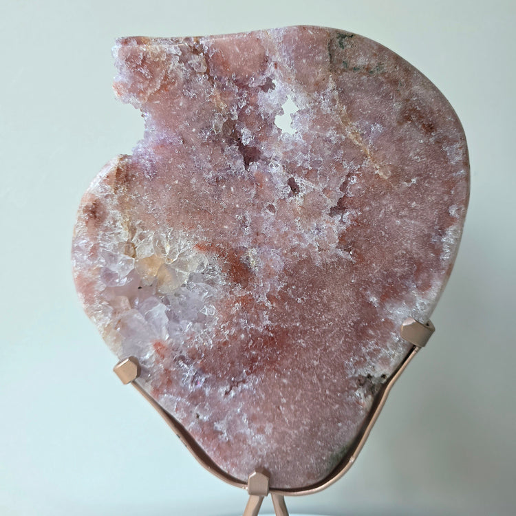 Pink Amethyst Crystal Slab Slice High Quality on Stand Brazil
