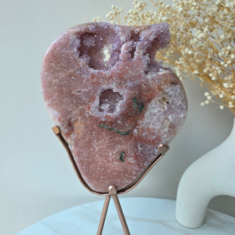 Pink Amethyst Crystal Slab Slice High Quality on Stand Brazil