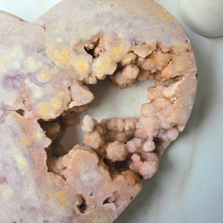 Pink Amethyst Crystal Heart with Druzy Cluster High Quality on Stand Brazil XL