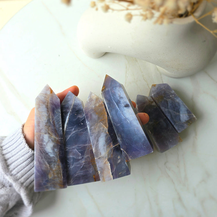 Purple Chalcedony Crystal Tower Point Obelisk Indonesia