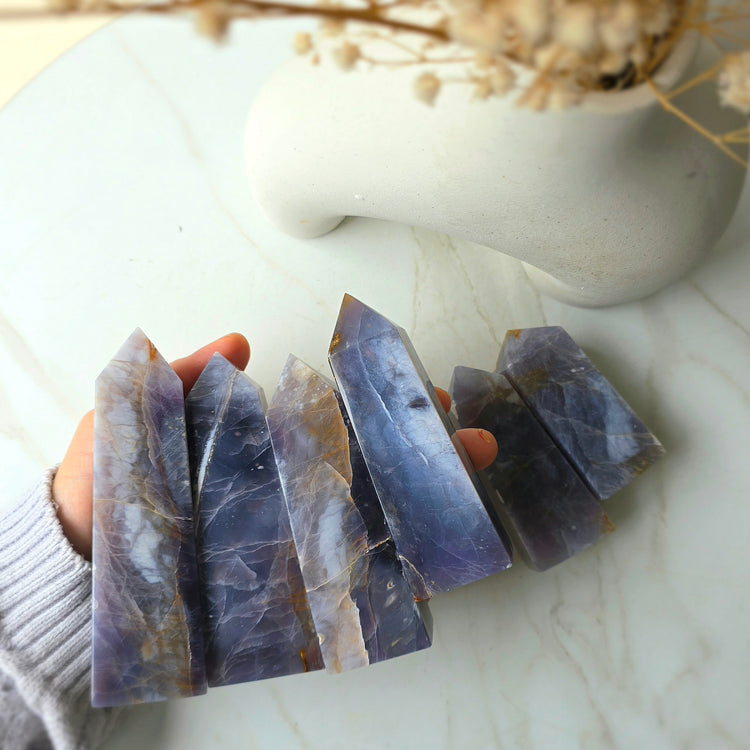 Purple Chalcedony Crystal Tower Point Obelisk Indonesia