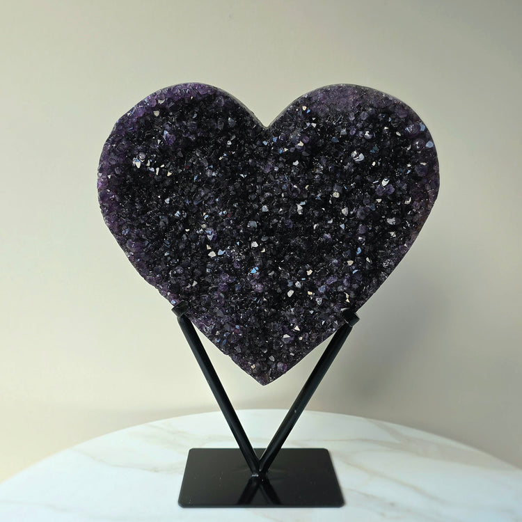 Amethyst Crystal Cluster Heart on Stand XXL High Quality Brazil