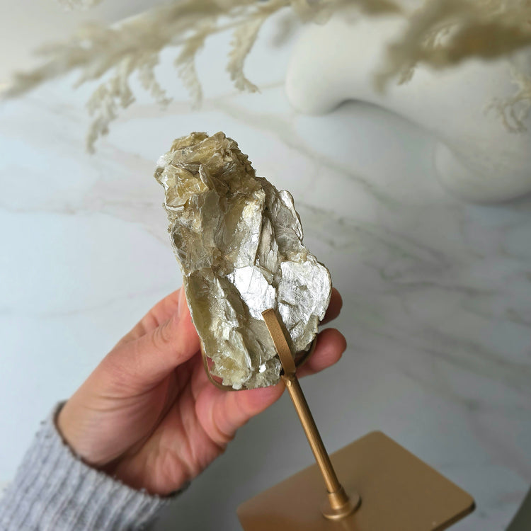 Golden Mica Crystal Cluster High Quality on Stand Madagascar