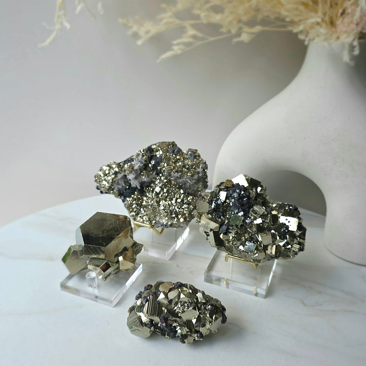 Pyrite Crystal Cube Cluster with Inclusion High Quality