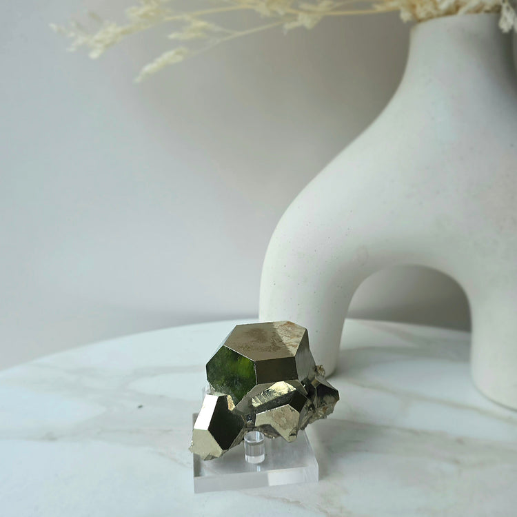 Pyrite Crystal Cube Cluster with Inclusion High Quality