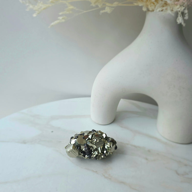 Pyrite Crystal Cube Cluster with Inclusion High Quality
