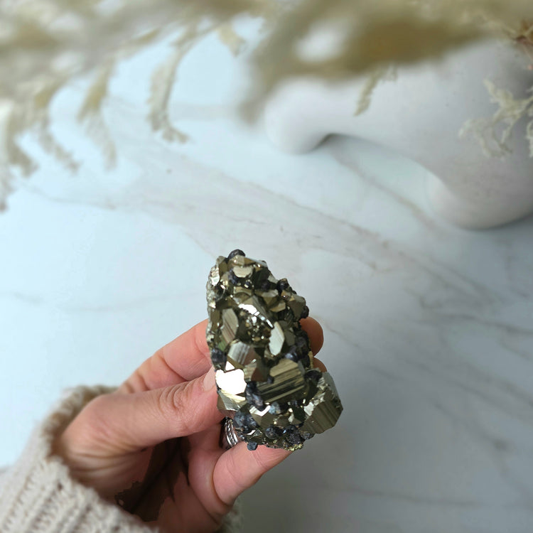 Pyrite Crystal Cube Cluster with Inclusion High Quality