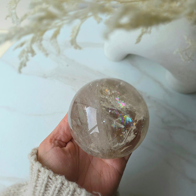 Smokey Quartz Rainbow Crystal Sphere High Quality Brazil