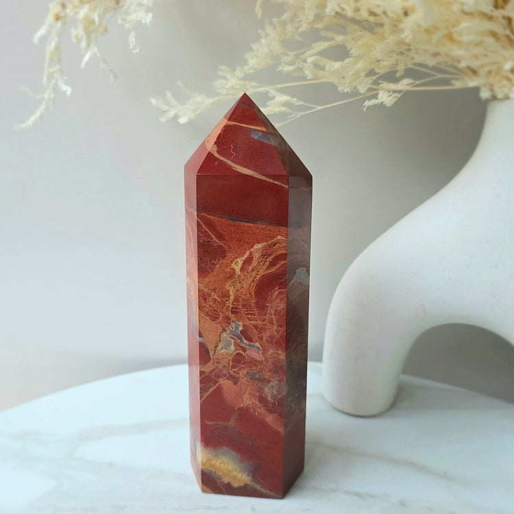 Red Jasper Crystal Tower Point Obelisk High Quality India