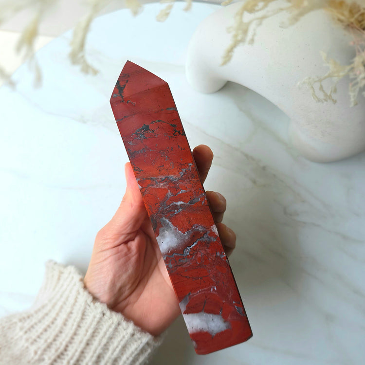 Red Jasper Crystal Tower Point Obelisk High Quality India