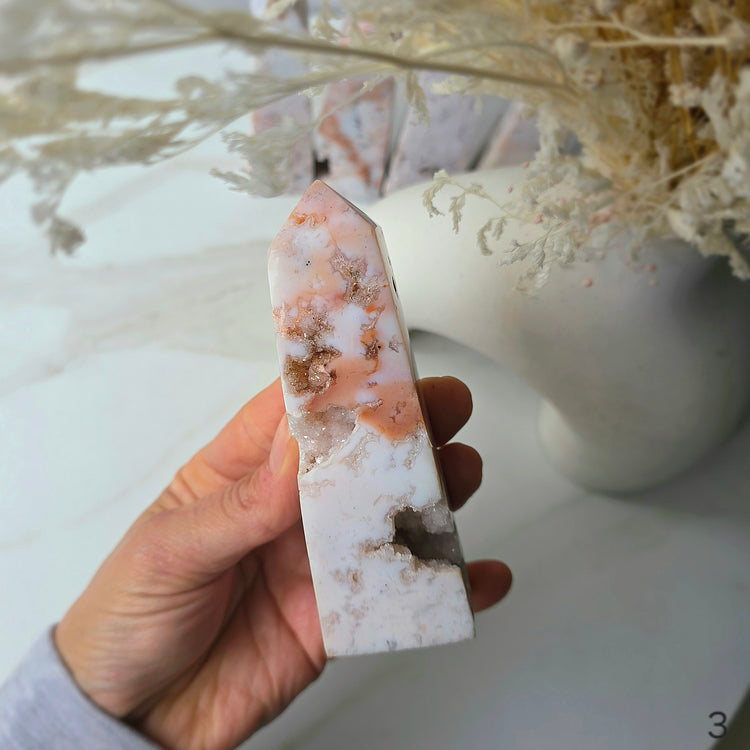 Rare Soft Pink Carnelian Crystal Tower Point Obelisk High Quality Indonesia