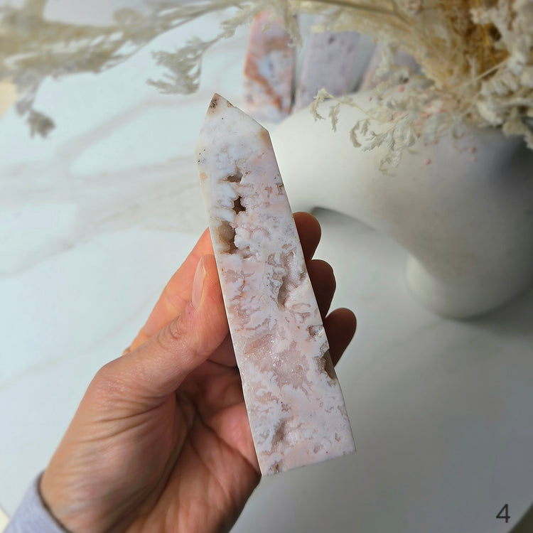 Rare Soft Pink Carnelian Crystal Tower Point Obelisk High Quality Indonesia