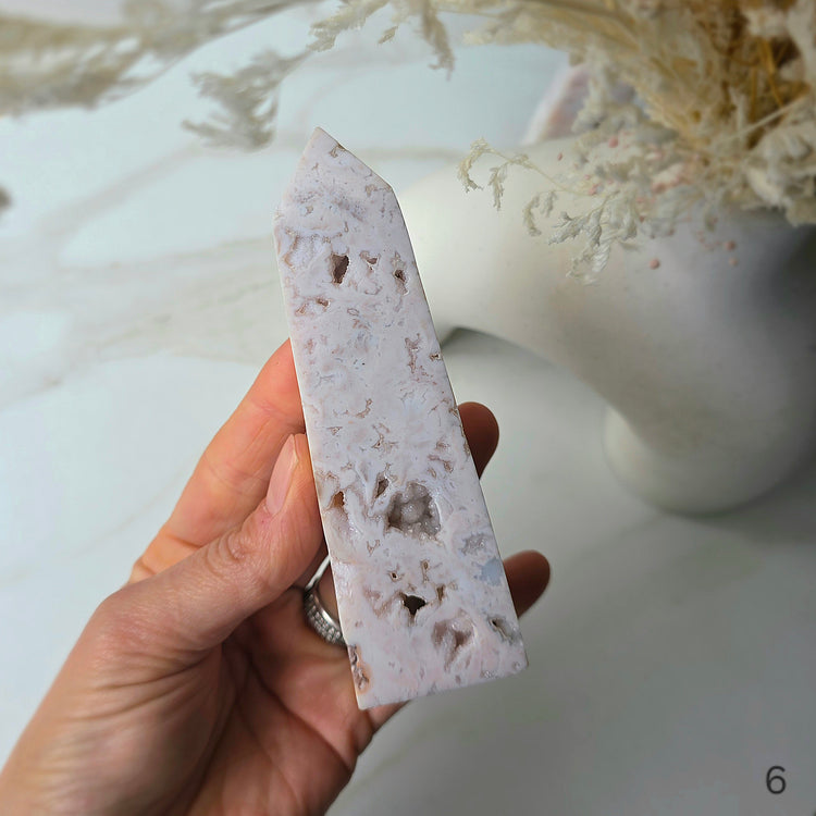 Rare Soft Pink Carnelian Crystal Tower Point Obelisk High Quality Indonesia