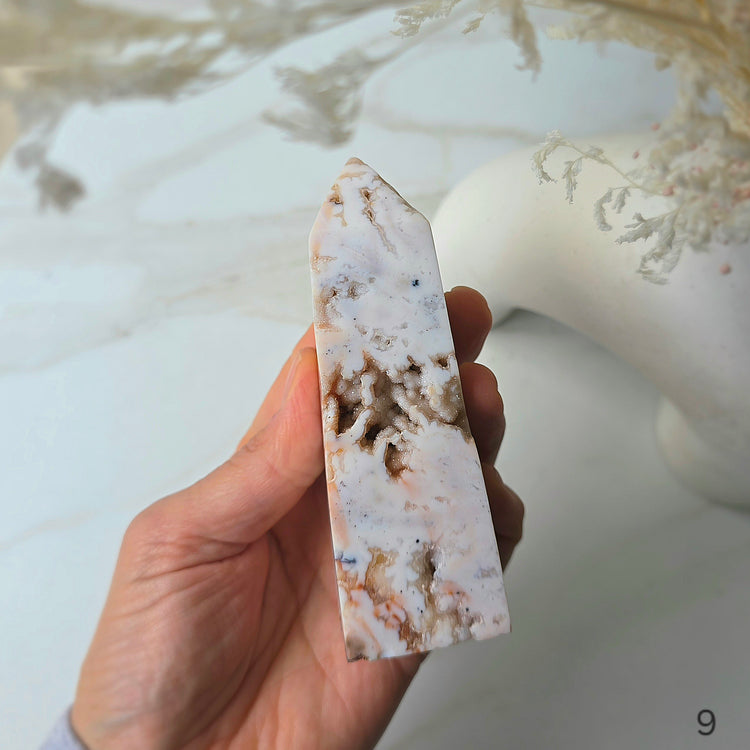 Rare Soft Pink Carnelian Crystal Tower Point Obelisk High Quality Indonesia