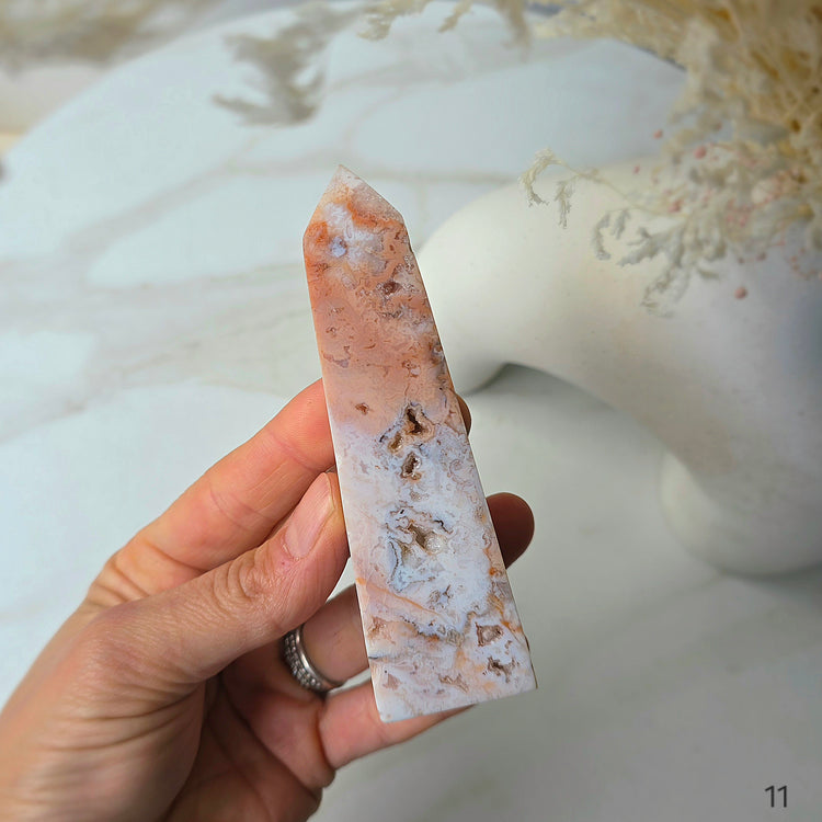 Rare Soft Pink Carnelian Crystal Tower Point Obelisk High Quality Indonesia