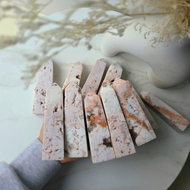 Rare Soft Pink Carnelian Crystal Tower Point Obelisk High Quality Indonesia