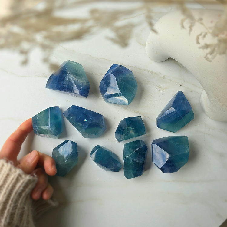 Rare Blue Fluorite Crystal Free-Form High Quality China