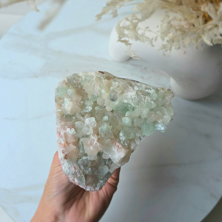 Rare Pink Green Apophyllite Crystal Cluster Collectors Pieces