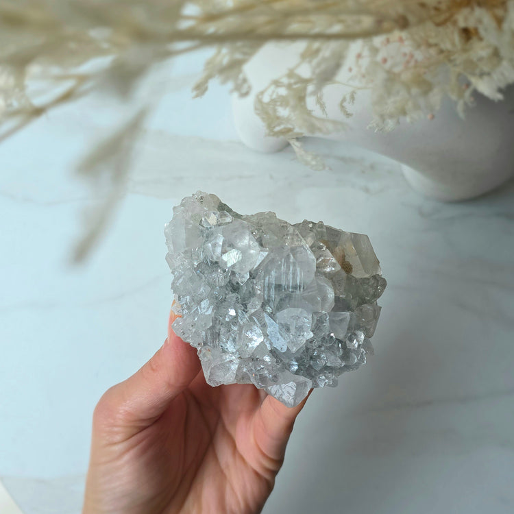 Rare Diamond Apophyllite Crystal Cluster High Quality India