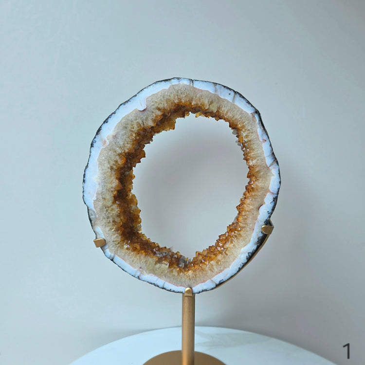 Citrine Crystal Portal on Gold Stand High Quality Brazil