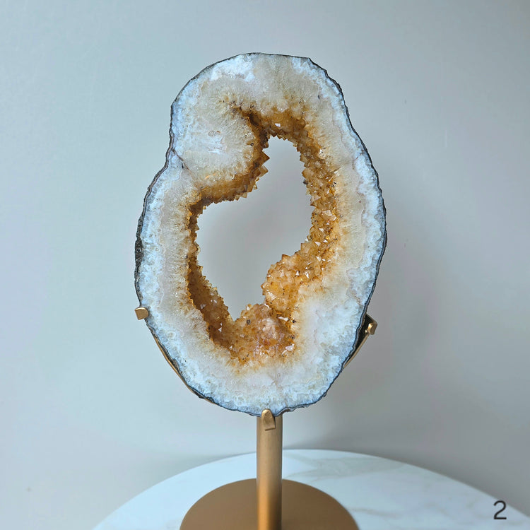 Citrine Crystal Portal on Gold Stand High Quality Brazil