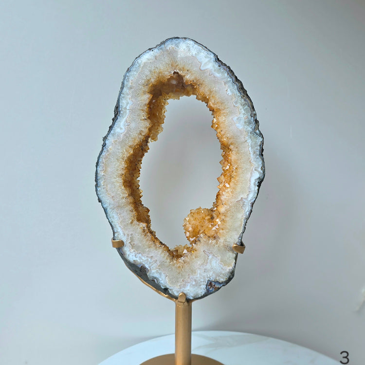 Citrine Crystal Portal on Gold Stand High Quality Brazil