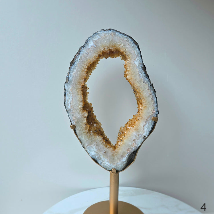 Citrine Crystal Portal on Gold Stand High Quality Brazil