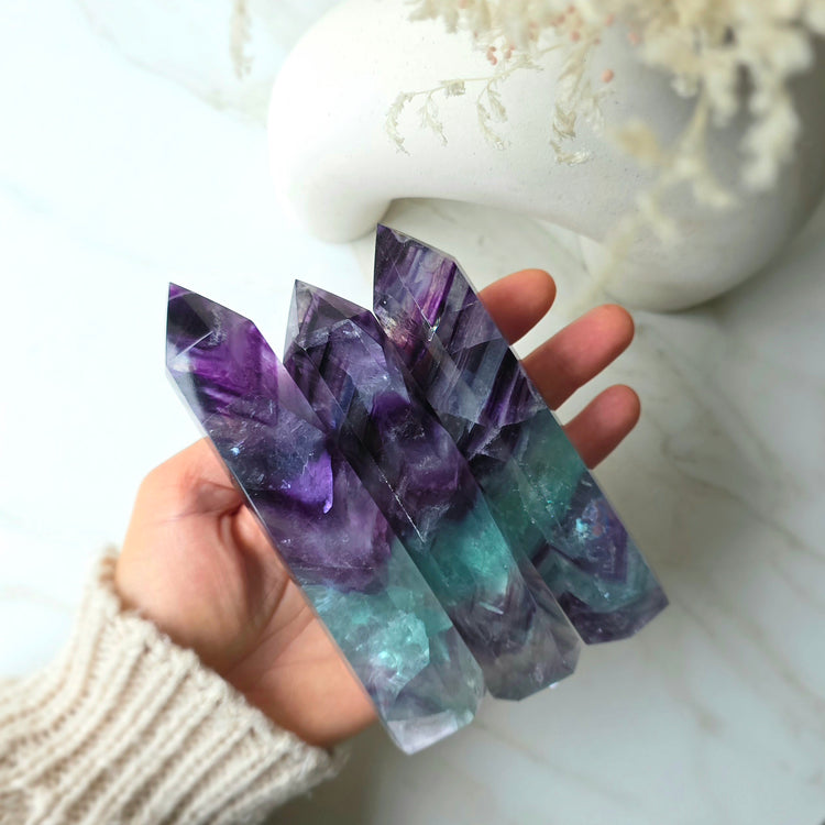 Rainbow Fluorite Crystal Tower Point Obelisk High Quality China