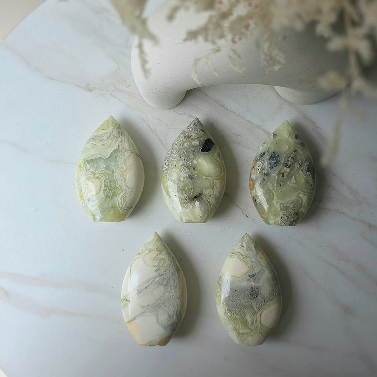 Rare Green Maligano Jasper Crystal Flame Indonesia