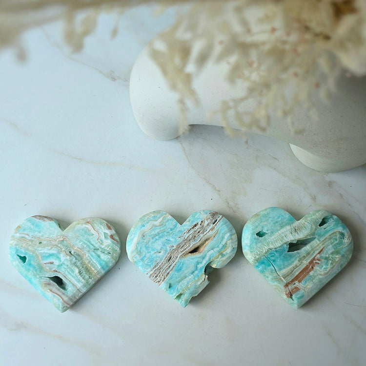Blue Hemimorphite Crystal Heart on Stand High Quality Mexico